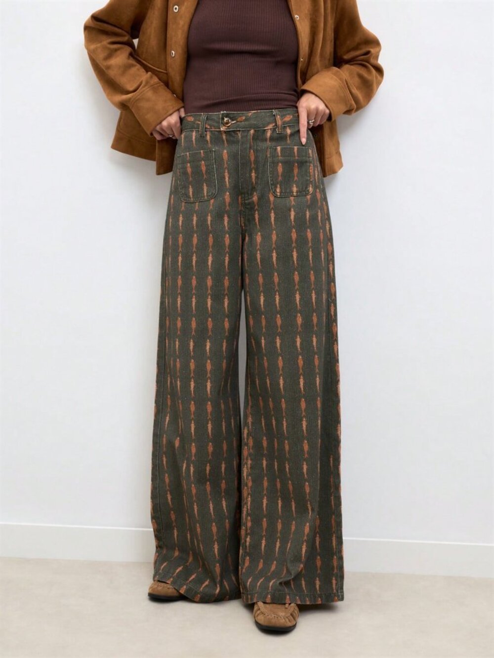 Army Green Casual Women's Wide-Leg Pants